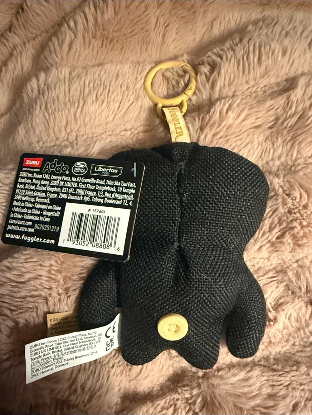 Fuggler Black Plush Keyring with Colorful Eye Accents - Picture 2 of 3